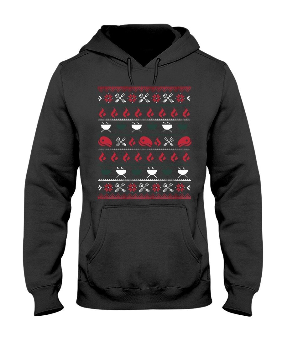Christmas BBQ Ugly Christmas Sweater Apparel Fuel Dark Colored Hoodie Black S