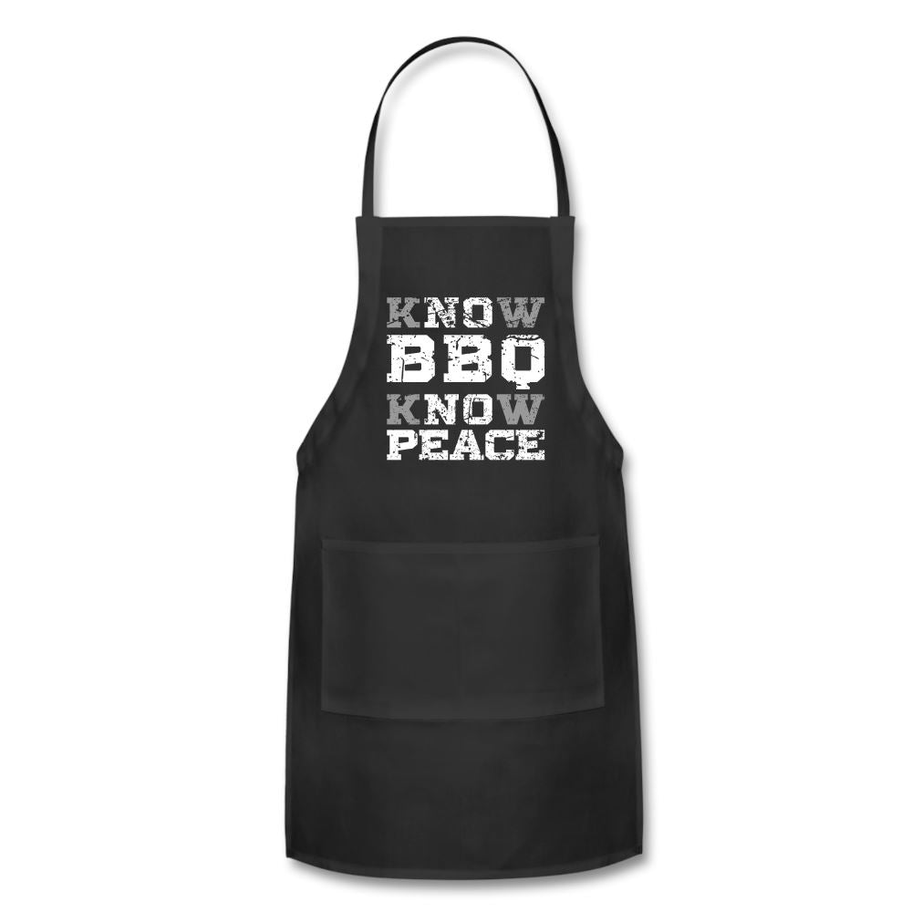 Know BBQ Know Peace Apron Adjustable Apron | Spreadshirt 1186 SPOD Black 