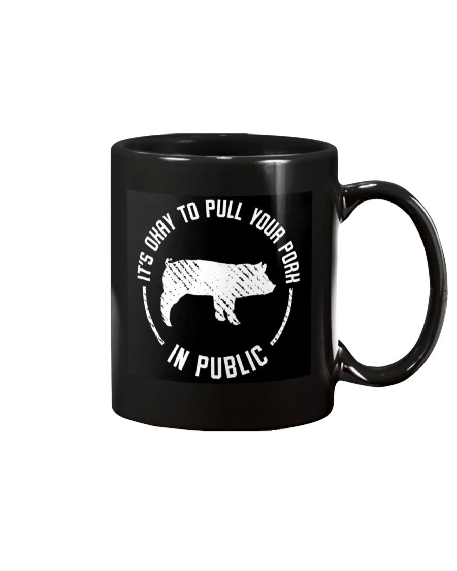 (NEW) It's Okay To Pull Your Pork In Public Mug Drinkware Fuel 15oz, Black Black 