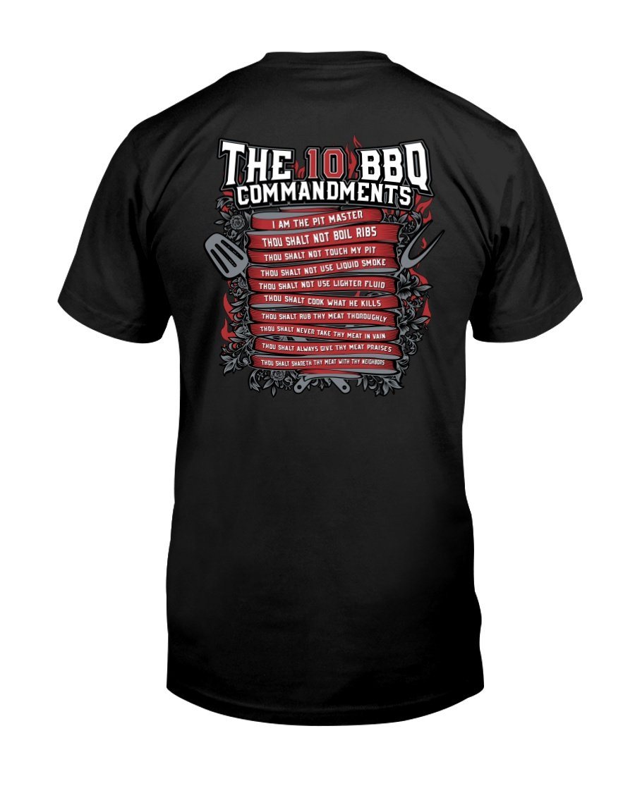 The 10 Commandments Of BBQ | Grilling BBQ T-Shirt (2 sided print) Shirts Fuel Black S 