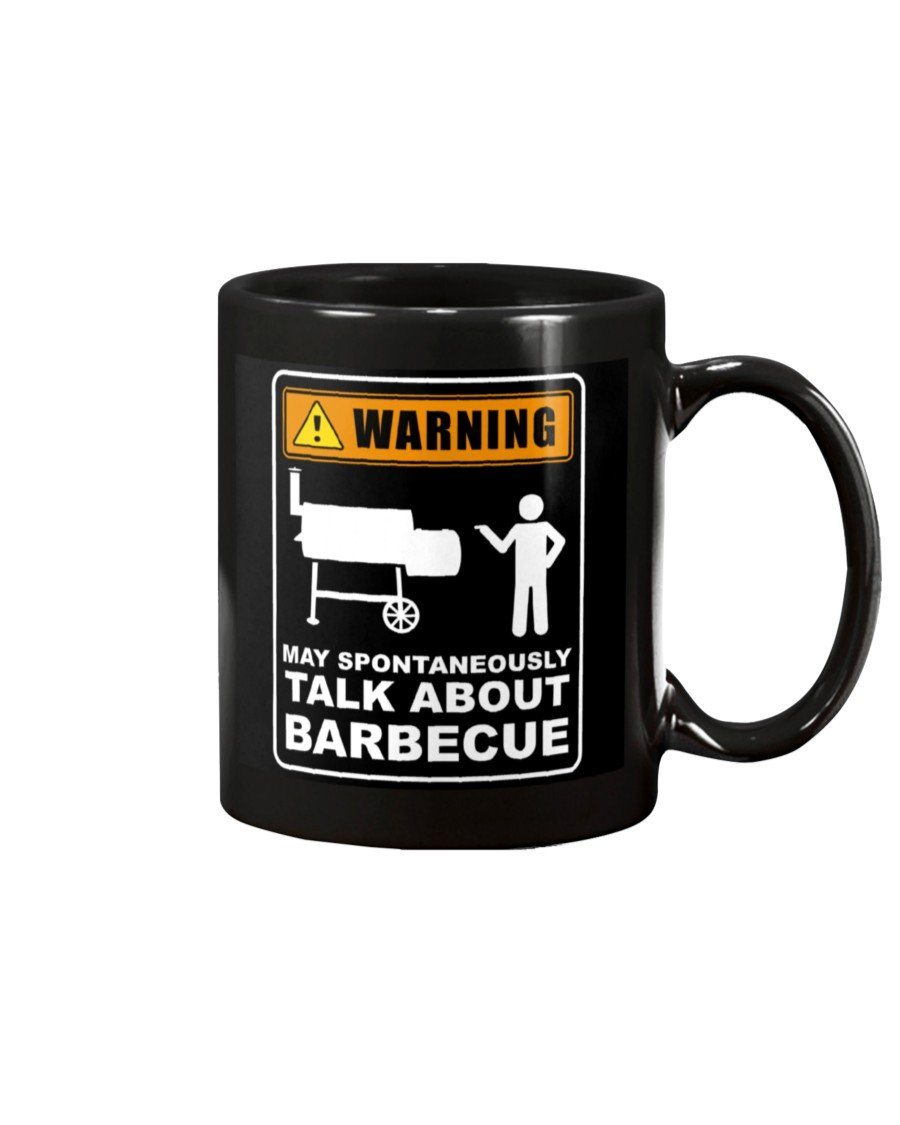 Warning Spontaneously Talks About BBQ Mug Drinkware Fuel 15oz, Black Black 