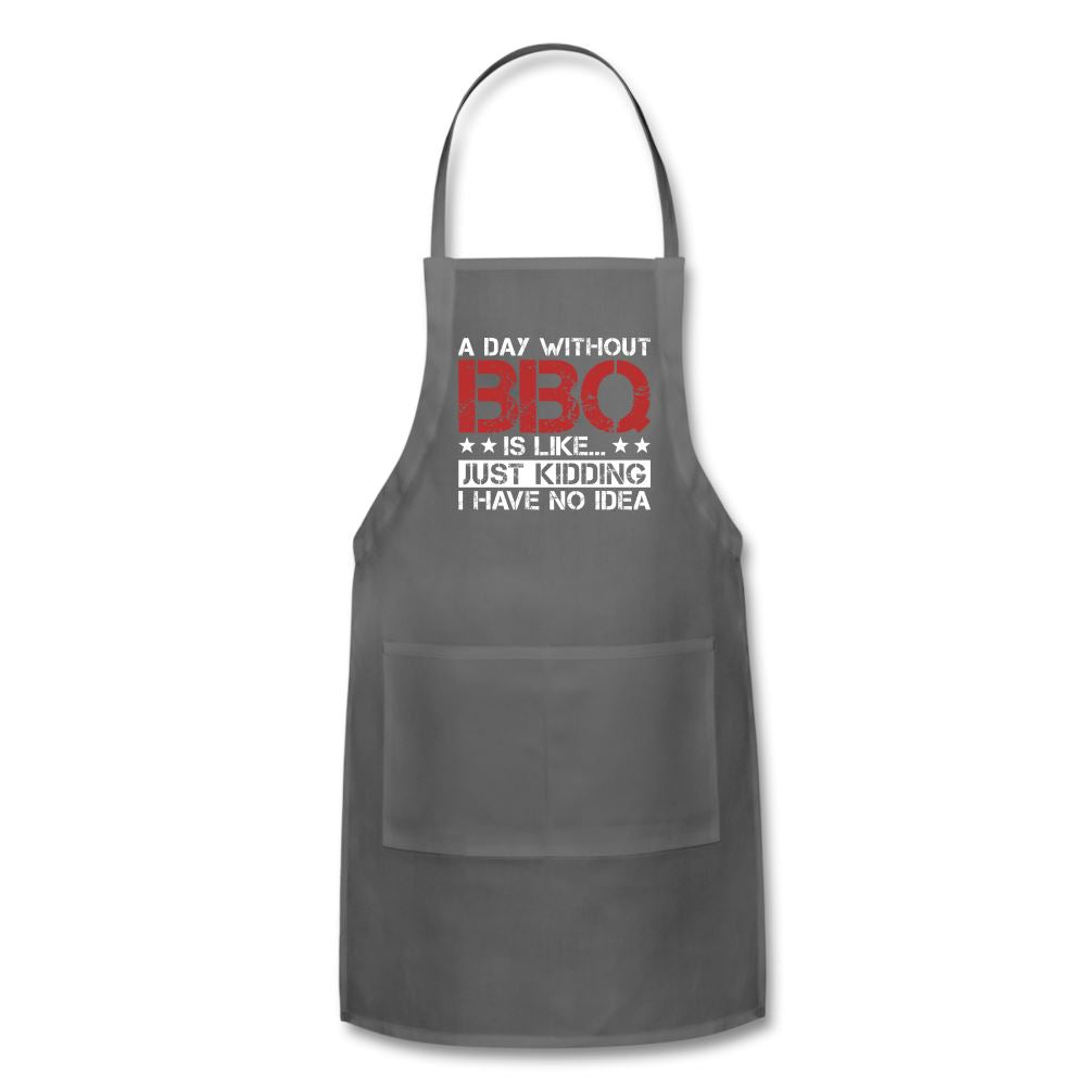 A Day Without BBQ Apron Adjustable Apron | Spreadshirt 1186 SPOD charcoal 