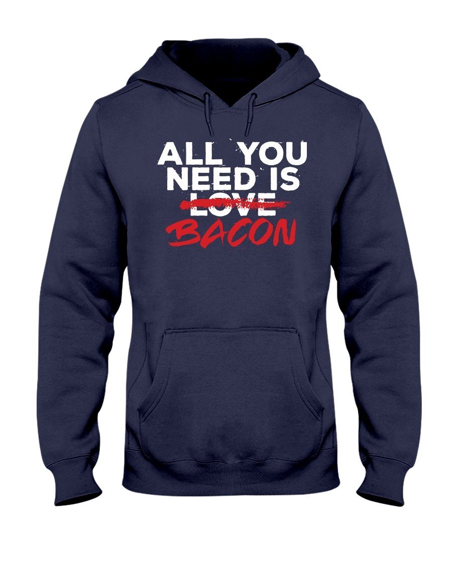 All You Need Is Bacon Apparel Fuel Dark Colored Hoodie Navy S