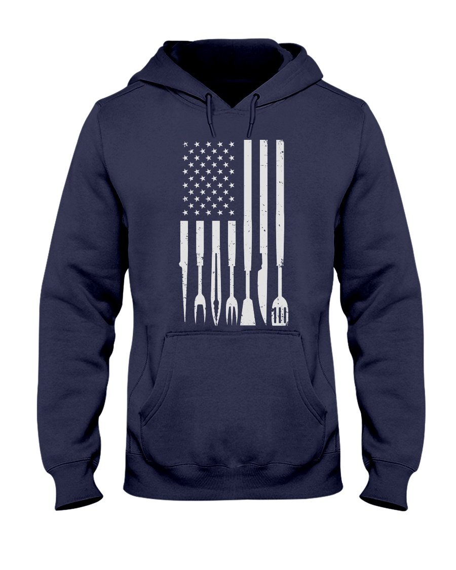 American BBQ Tools Apparel Fuel Dark Colored Hoodie Navy S