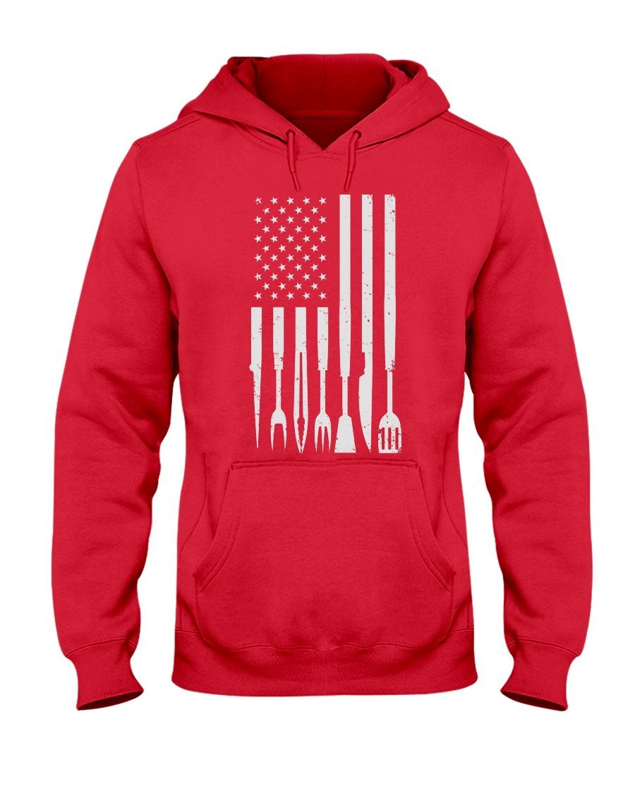 American BBQ Tools Apparel Fuel Dark Colored Hoodie Red S