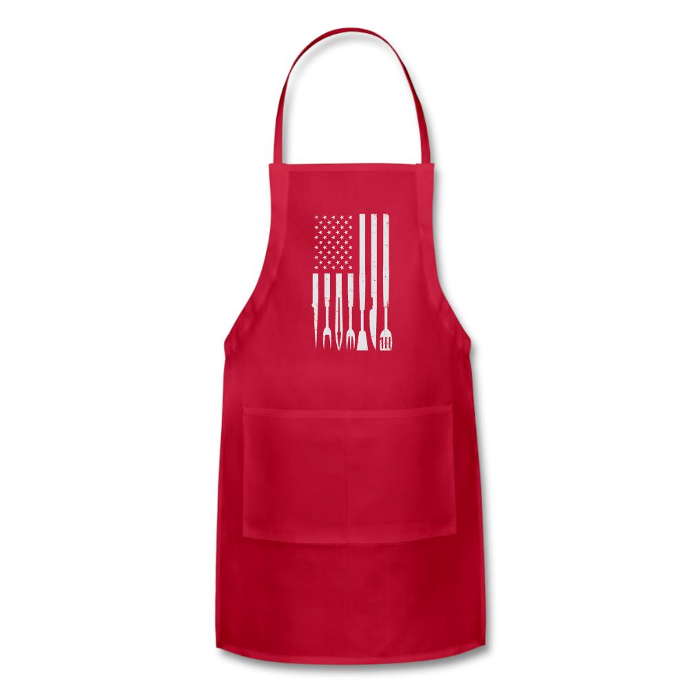 American BBQ Tools Apron Adjustable Apron | Spreadshirt 1186 SPOD Red 