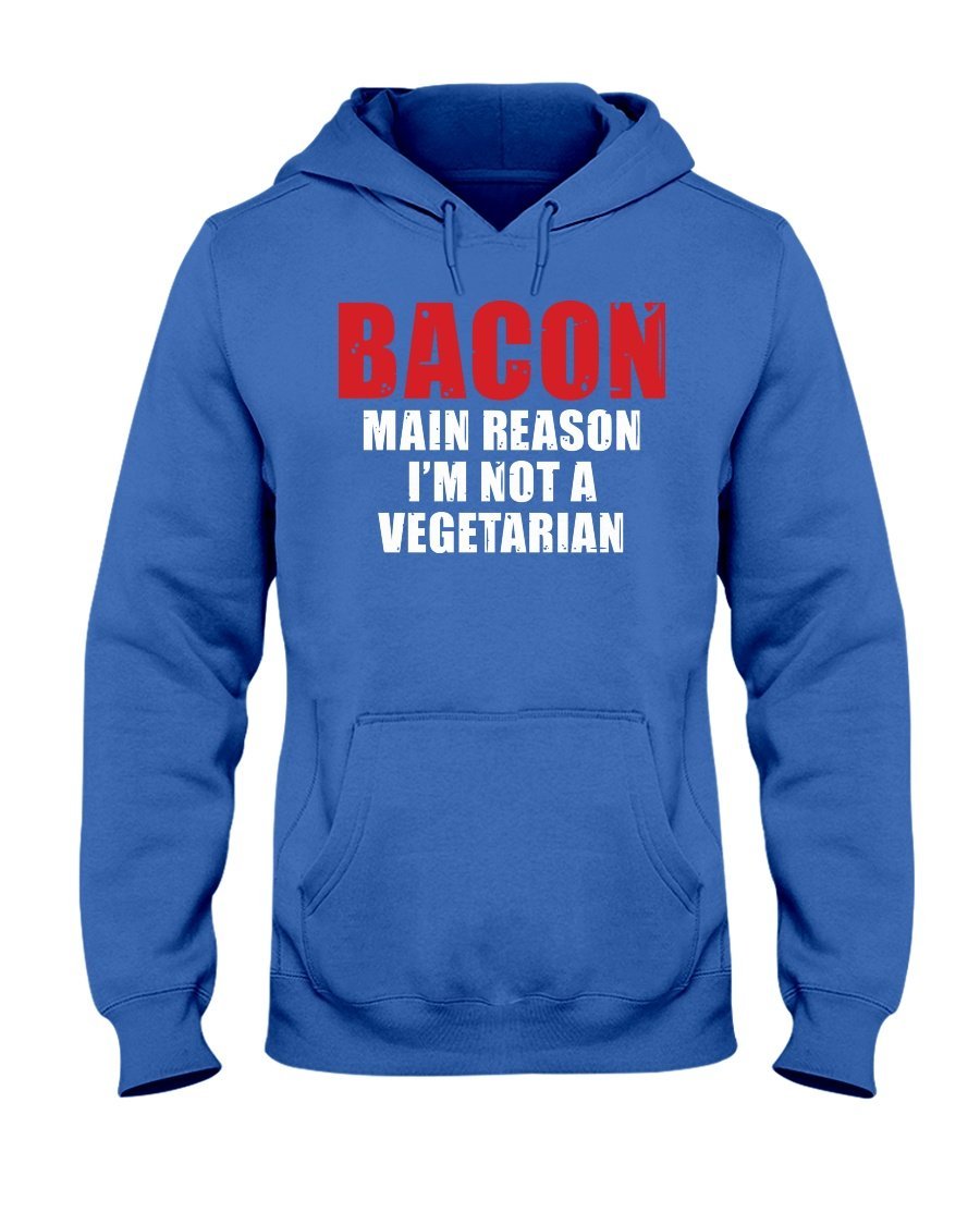 Bacon Main Reason I&#39;m Not a Vegetarian Apparel Fuel Dark Colored Hoodie Royal Blue S