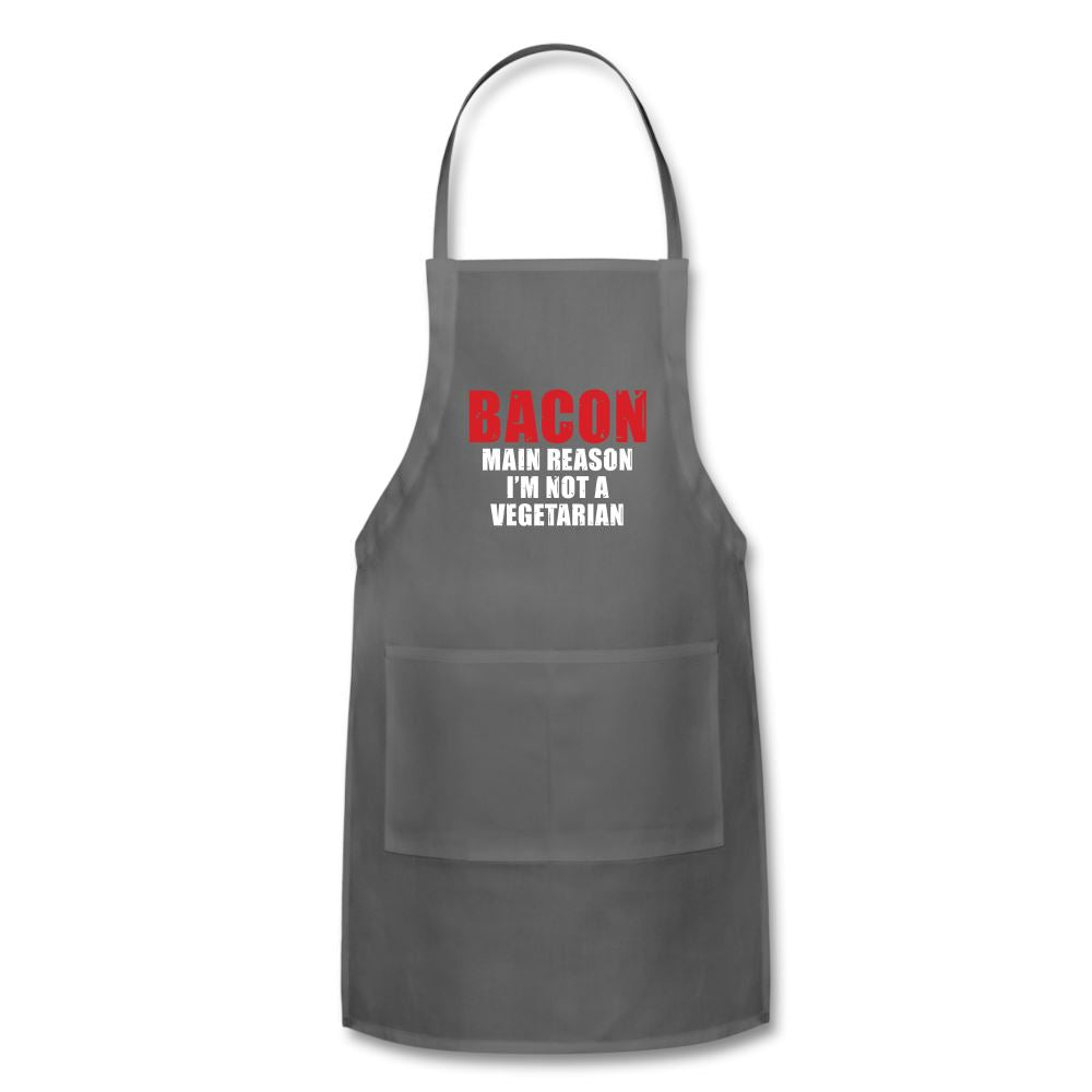 Bacon Main Reason I&#39;m Not a Vegetarian Apron Adjustable Apron | Spreadshirt 1186 SPOD Charcoal 