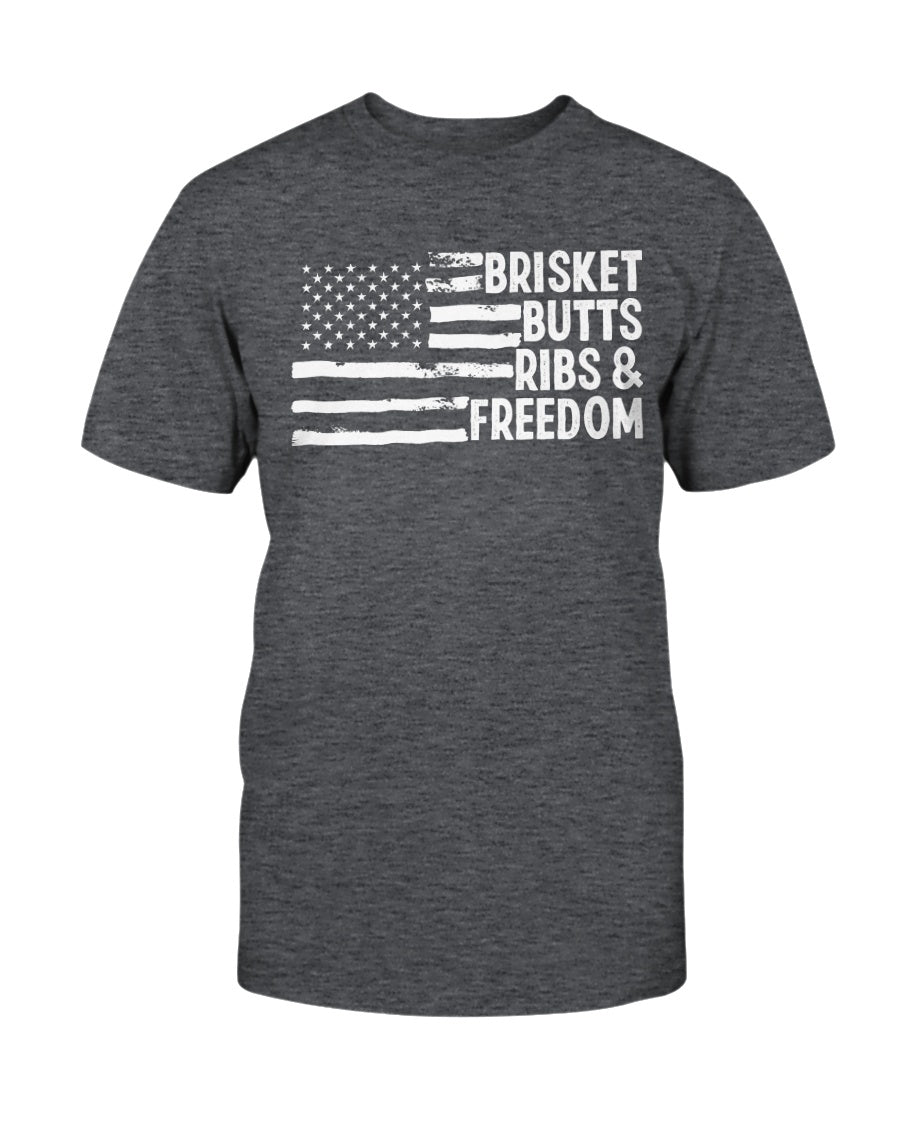 Briskets Butts Ribs Freedom T-Shirt Apparel I Love Grilling Meat Charcoal Heather S 