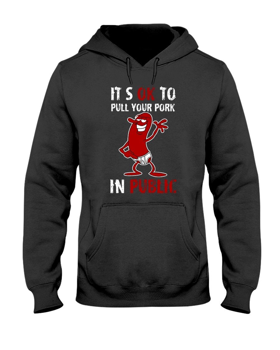 (CLASSIC) It&#39;s Okay To Pull Your Pork In Public Apparel Fuel Dark Colored Hoodie Black S
