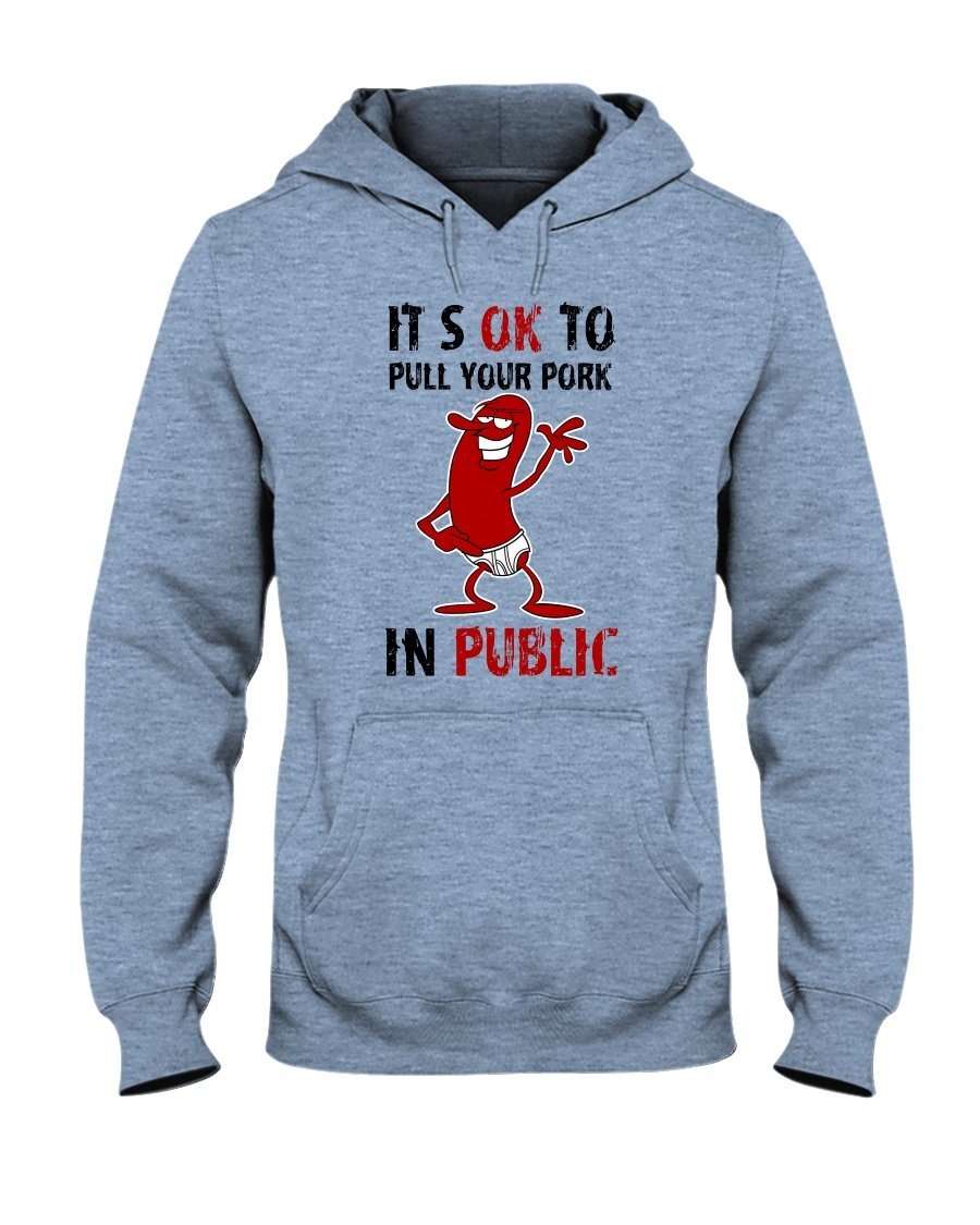 (CLASSIC) It&#39;s Okay To Pull Your Pork In Public Apparel Fuel Light Colored Hoodie Light Blue S