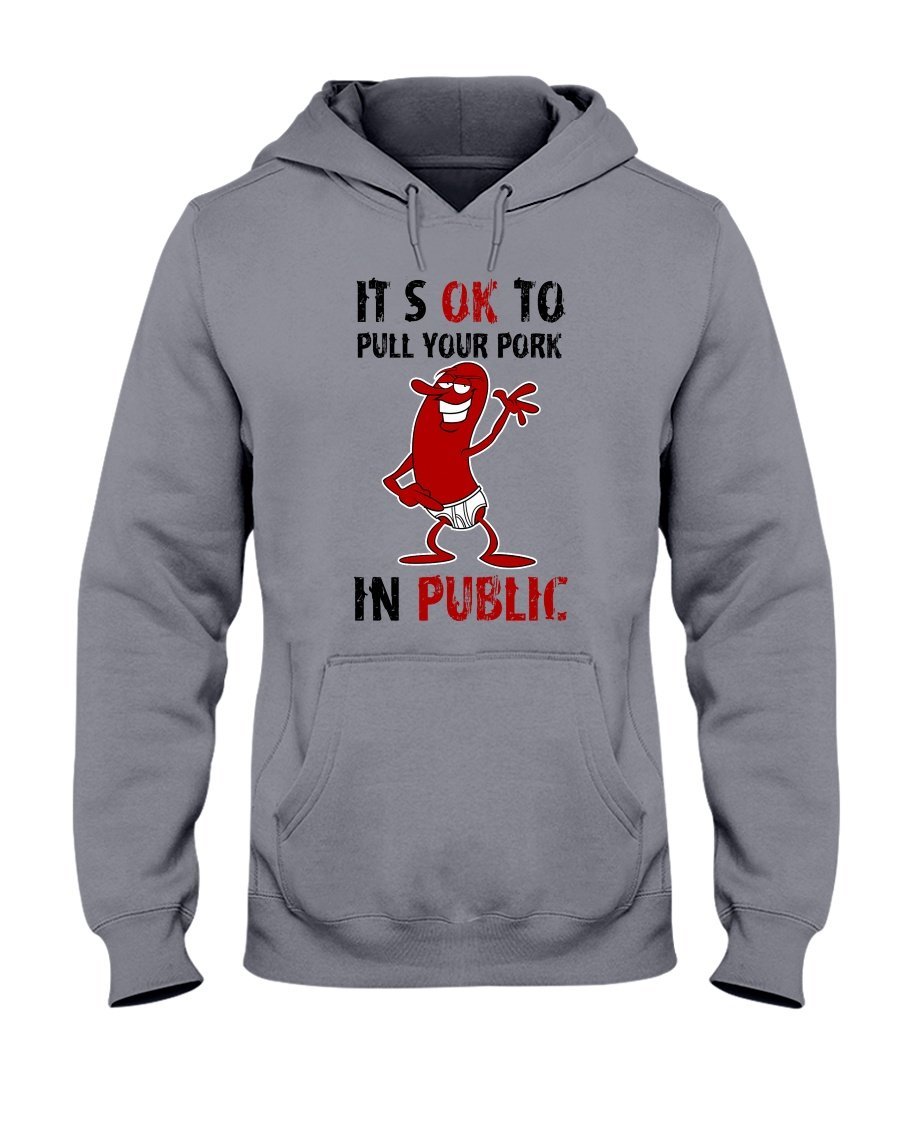 (CLASSIC) It&#39;s Okay To Pull Your Pork In Public Apparel Fuel Light Colored Hoodie Sports Grey S