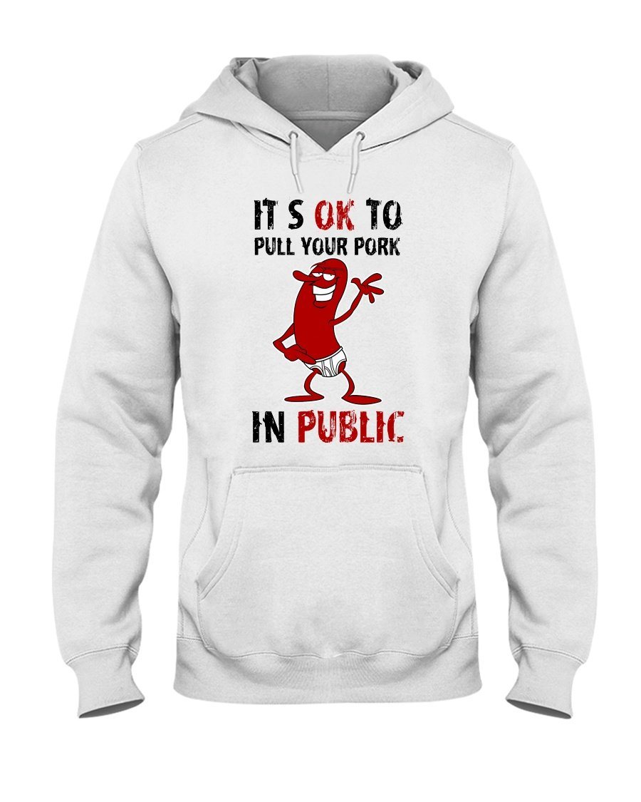 (CLASSIC) It&#39;s Okay To Pull Your Pork In Public Apparel Fuel Light Colored Hoodie White S