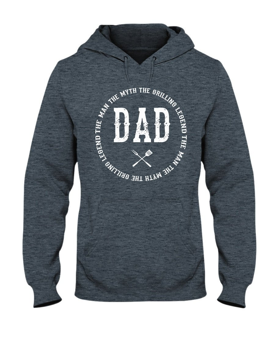 Dad the Man Hoodie (Round Design) Apparel Fuel Dark Colored Hoodie Dark Heather S