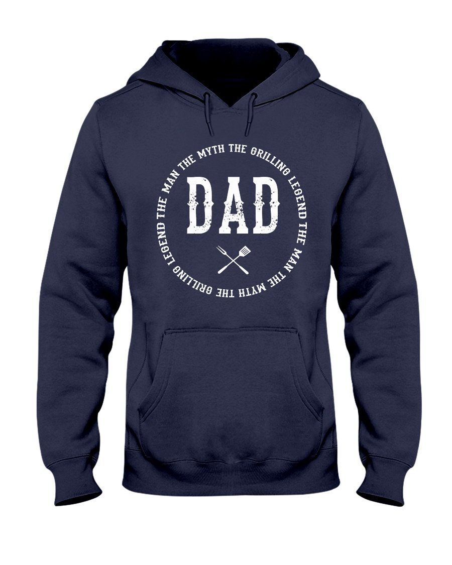 Dad the Man Hoodie (Round Design) Apparel Fuel Dark Colored Hoodie Navy S