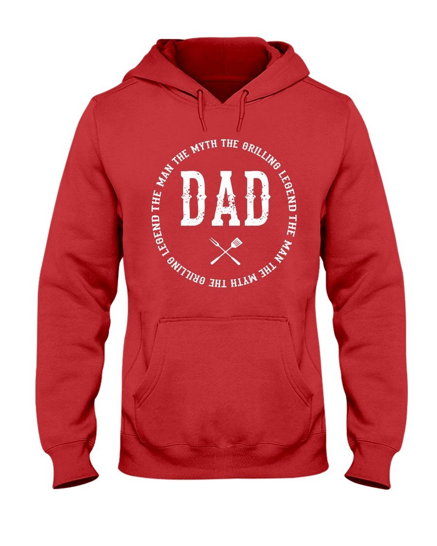 Dad the Man Hoodie (Round Design) Apparel Fuel Dark Colored Hoodie Red S