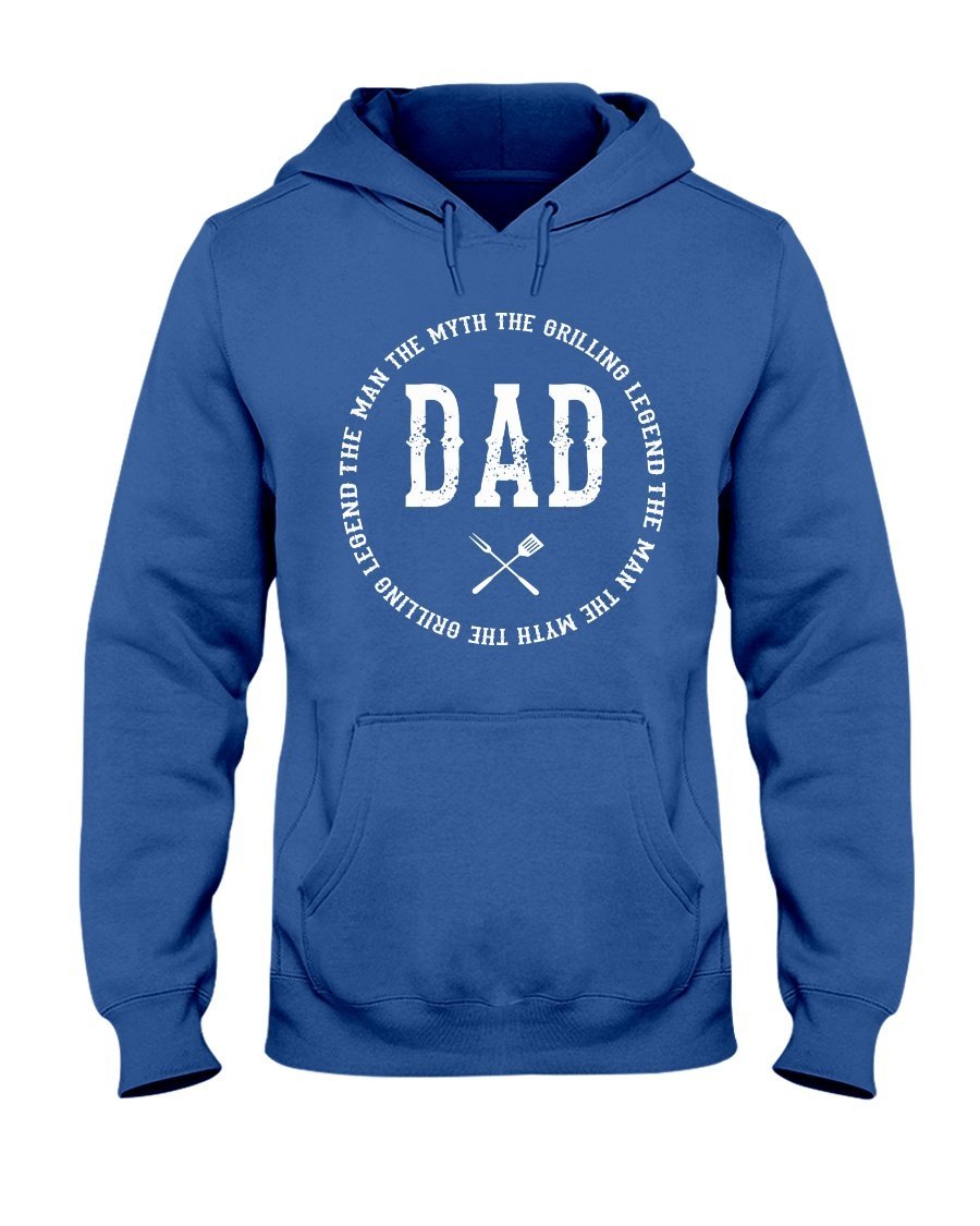 Dad the Man Hoodie (Round Design) Apparel Fuel Dark Colored Hoodie Royal Blue S