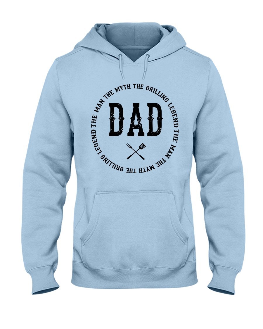 Dad the Man Hoodie (Round Design) Apparel Fuel Light Colored Hoodie Light Blue S