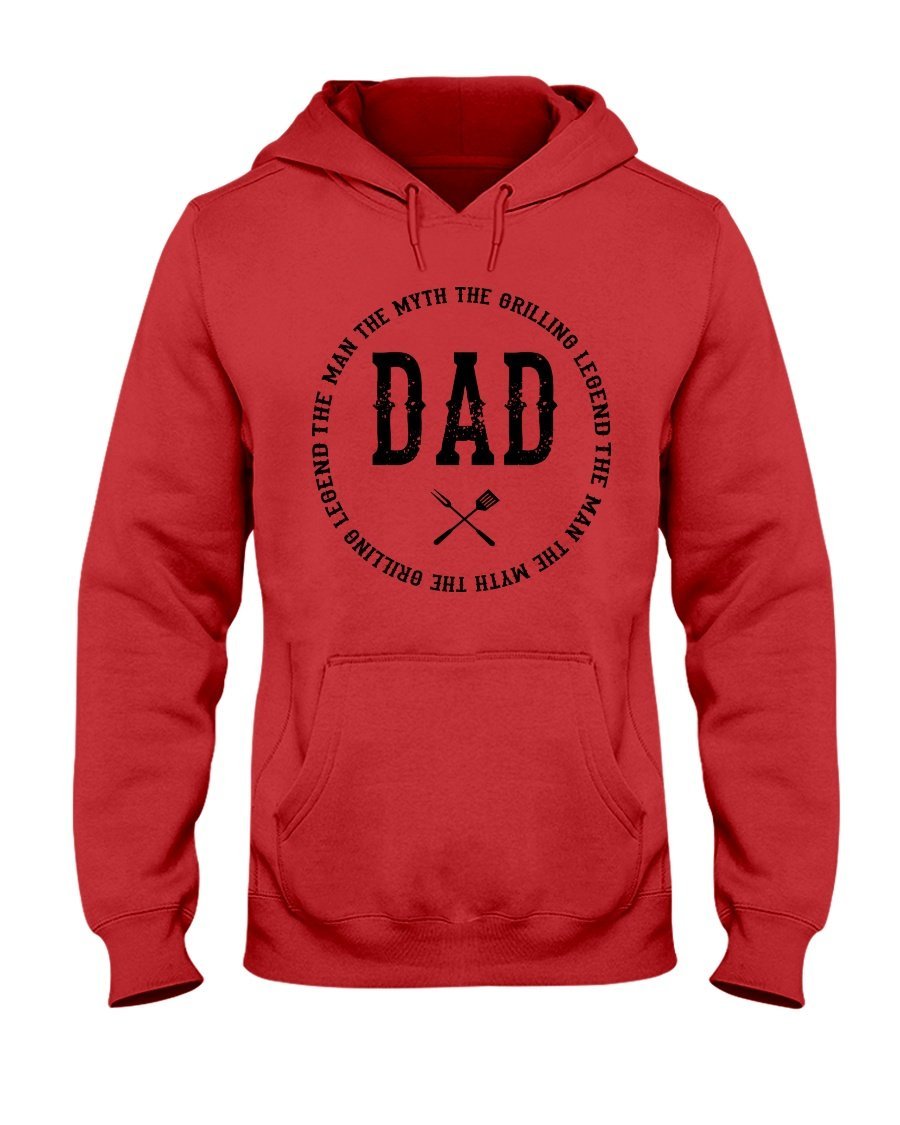 Dad the Man Hoodie (Round Design) Apparel Fuel Light Colored Hoodie Red S