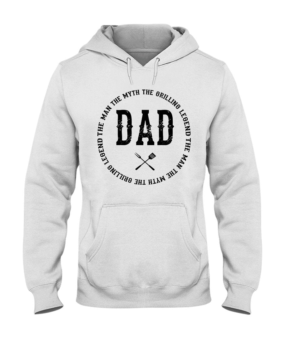 Dad the Man Hoodie (Round Design) Apparel Fuel Light Colored Hoodie White S