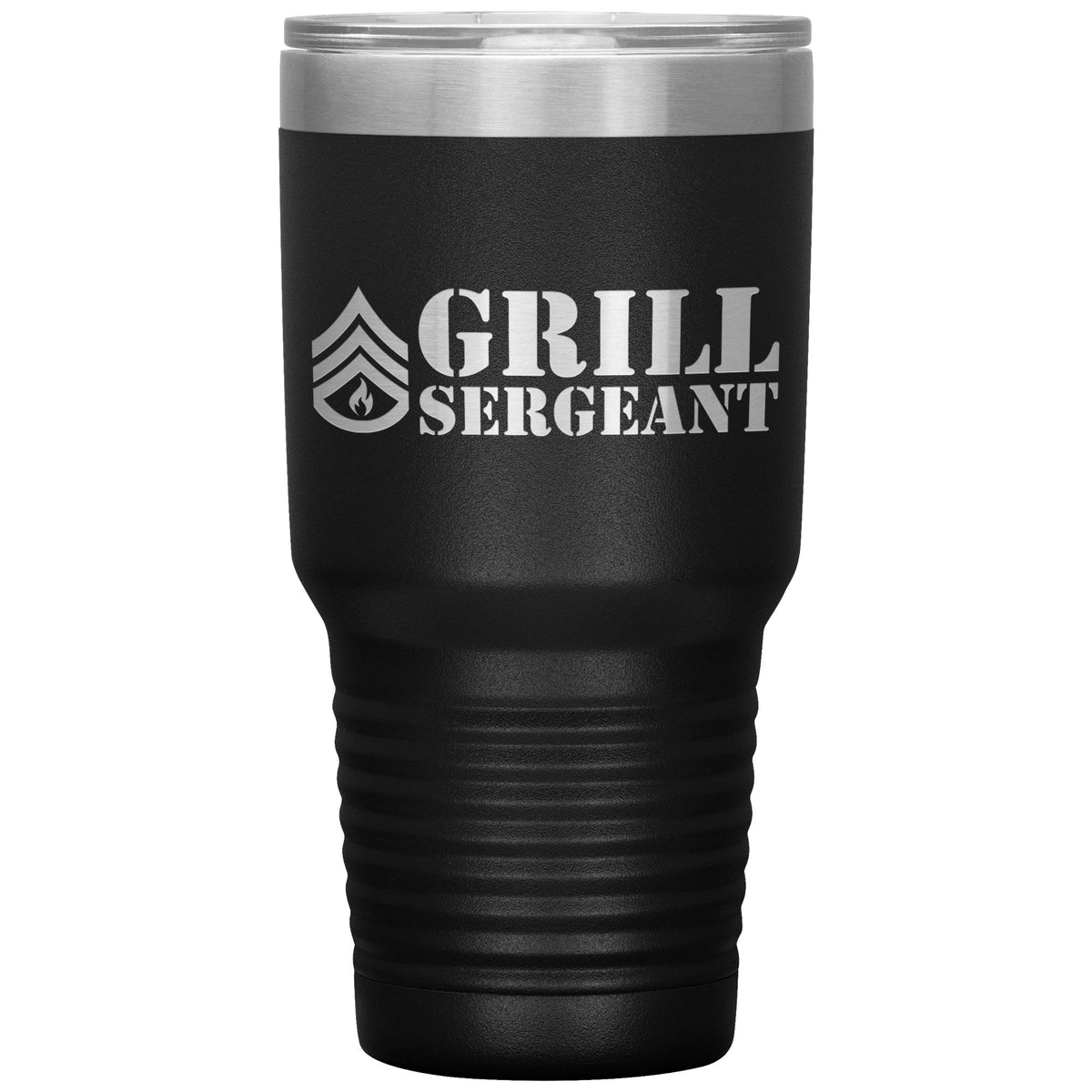 Grill Sergeant 30oz Tumbler Tumblers teelaunch Black 