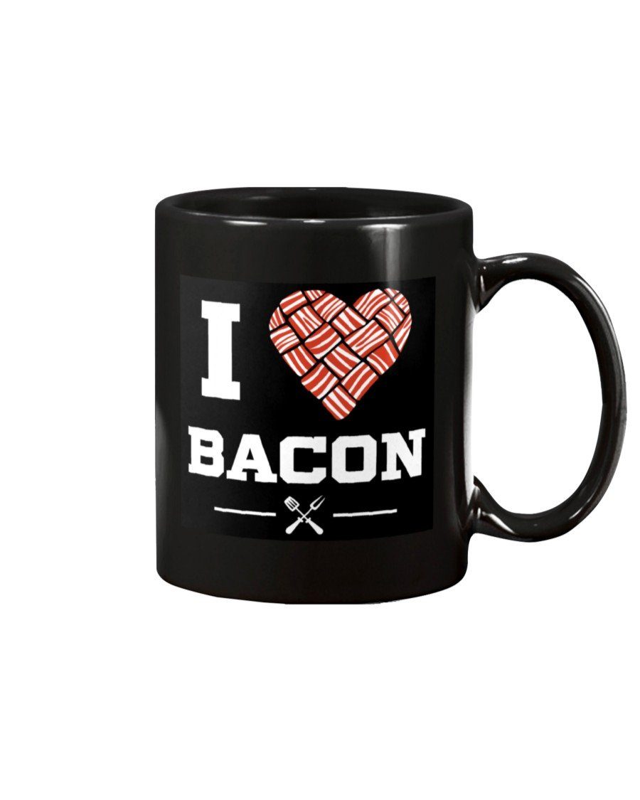 I Heart Bacon Mug Drinkware Fuel 15oz, Black Black 15Oz