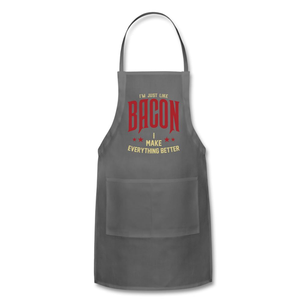 I&#39;m Just Like Bacon Apron Adjustable Apron | Spreadshirt 1186 SPOD Charcoal 