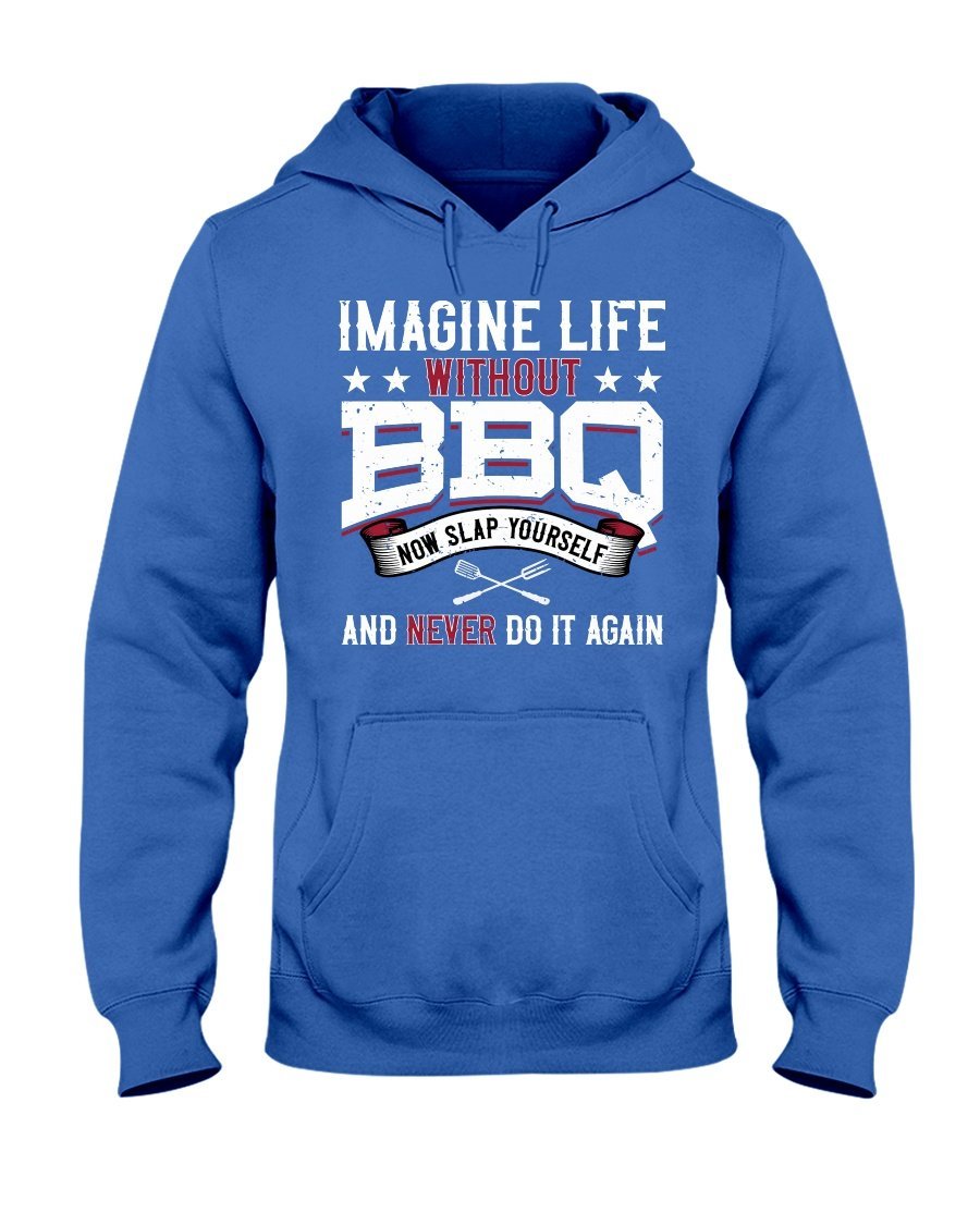 Imagine Life Without BBQ Apparel Fuel Dark Colored Hoodie Royal Blue S