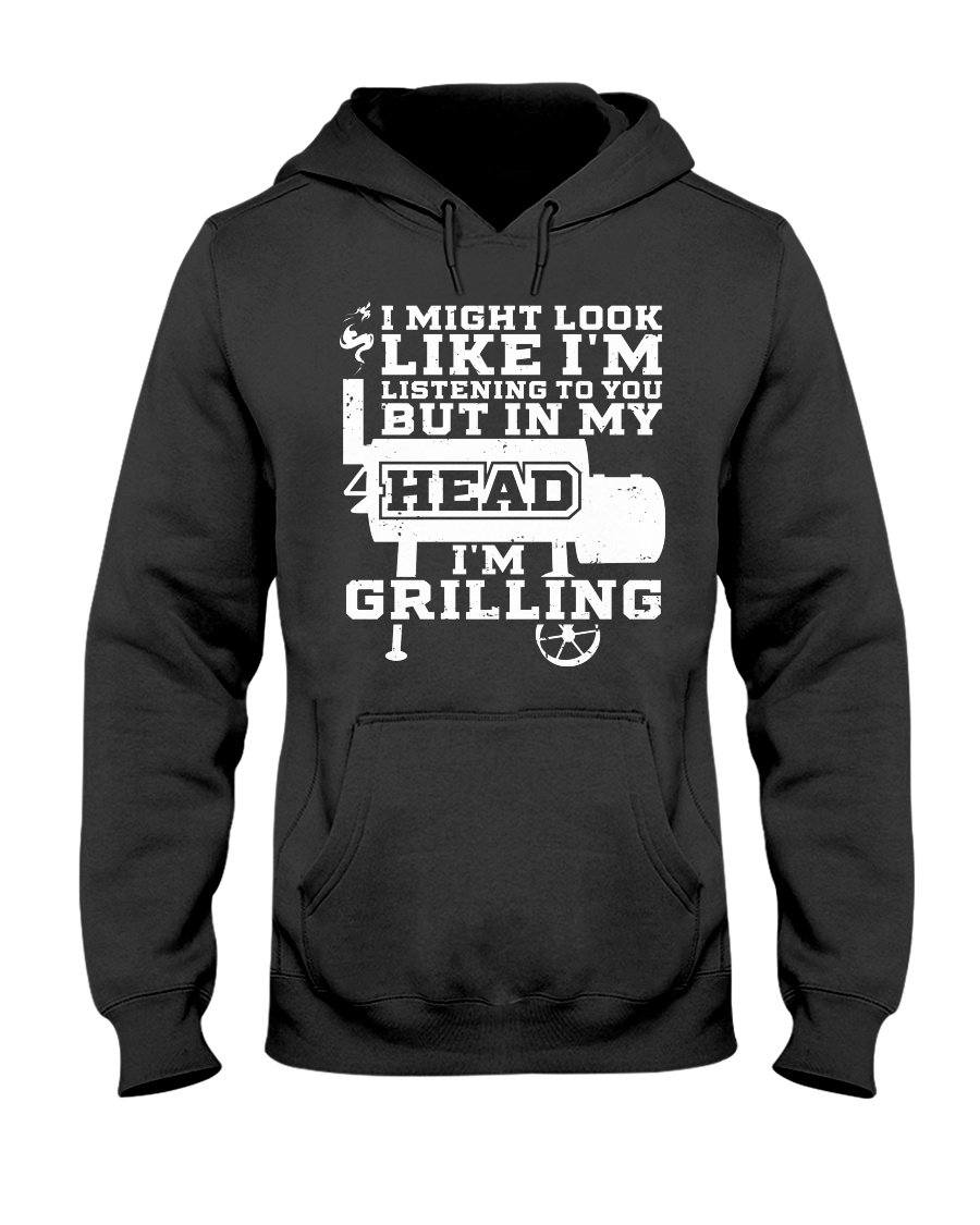 In My Head I'm Grilling Apparel Fuel Dark Colored Hoodie Black S