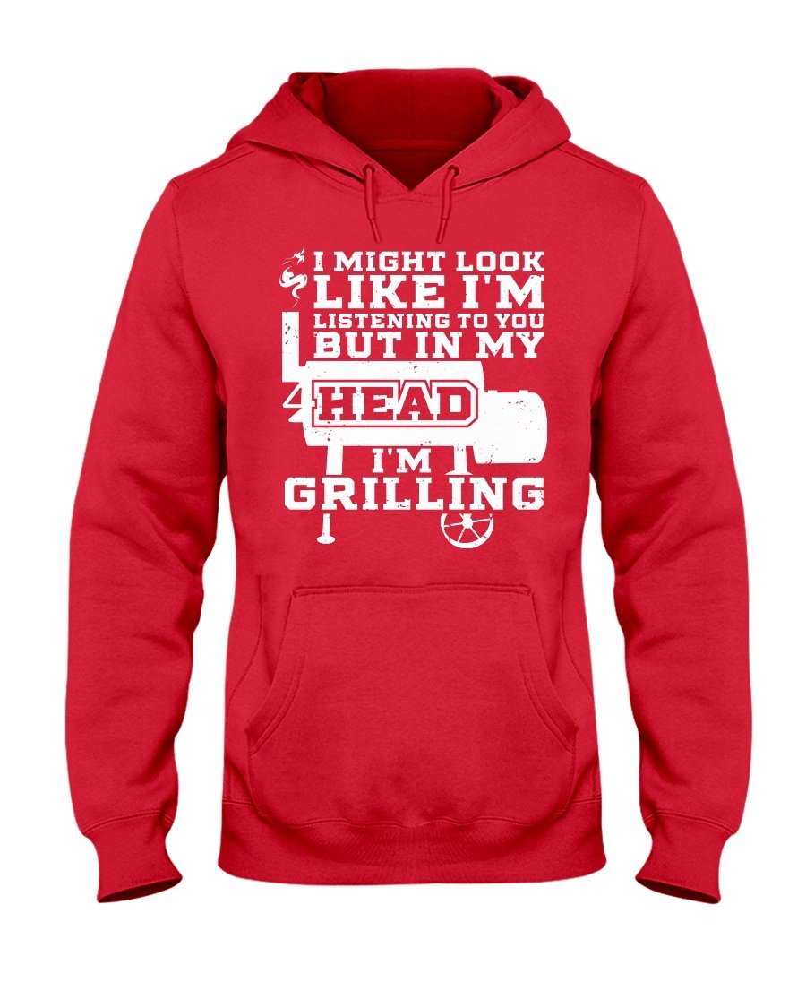 In My Head I&#39;m Grilling Apparel Fuel Dark Colored Hoodie Red S