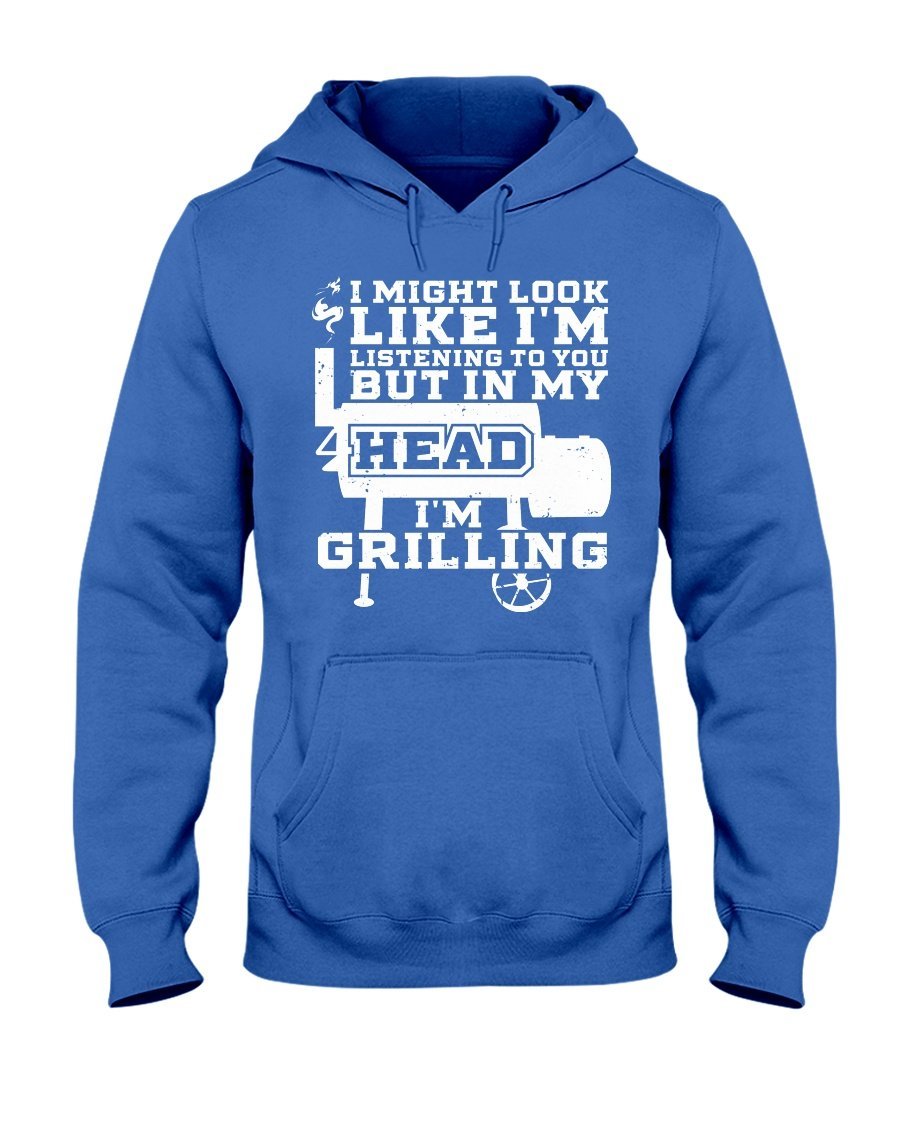 In My Head I&#39;m Grilling Apparel Fuel Dark Colored Hoodie Royal Blue S