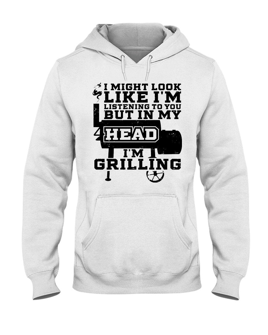 In My Head I&#39;m Grilling Apparel Fuel Light Colored Hoodie White S