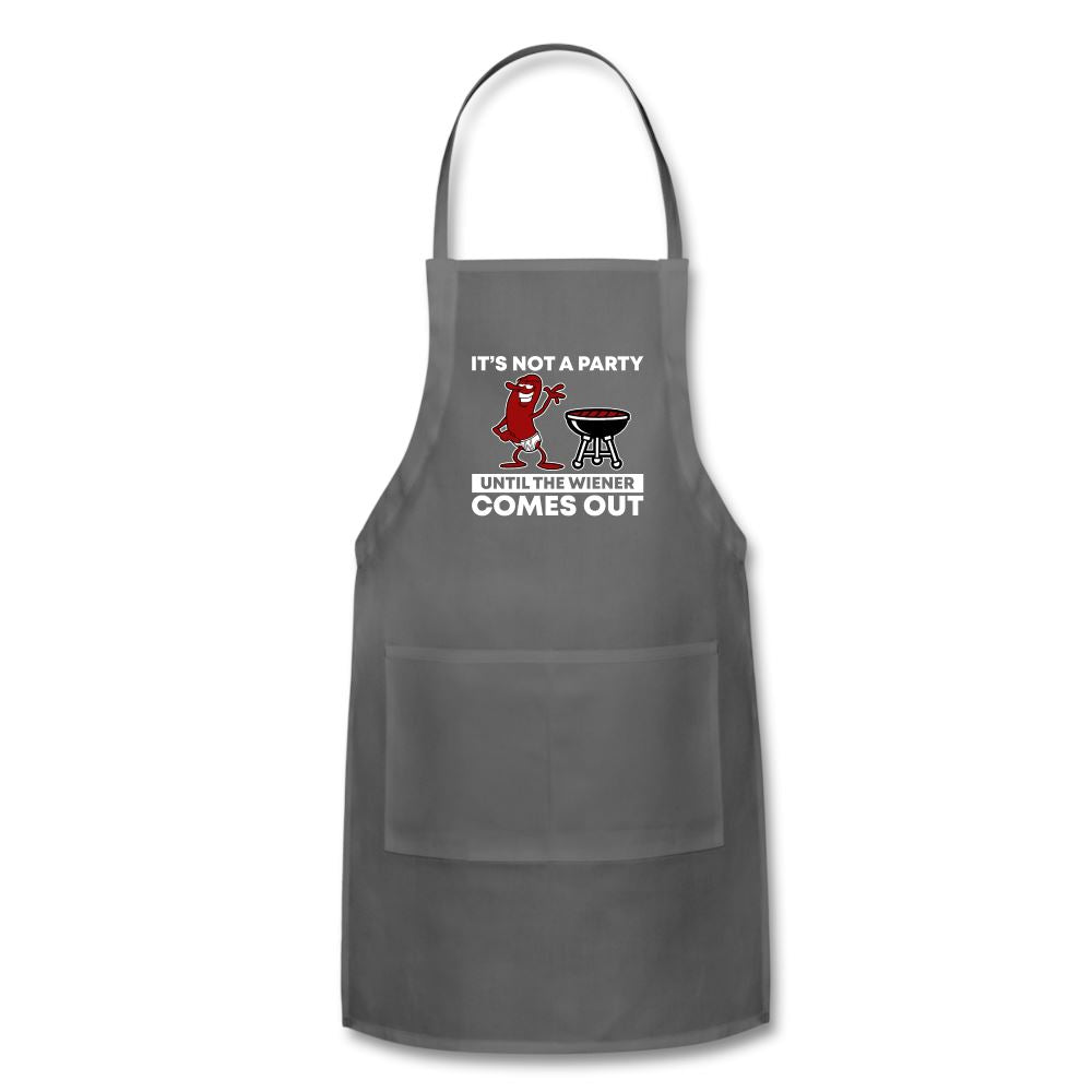 It&#39;s Not A Party Until The Wiener Comes Out Apron Adjustable Apron | Spreadshirt 1186 SPOD charcoal 