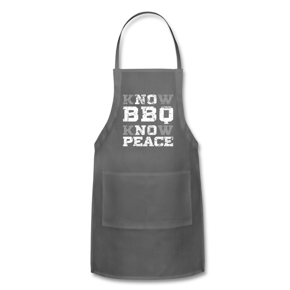 Know BBQ Know Peace Apron Adjustable Apron | Spreadshirt 1186 SPOD Charcoal 