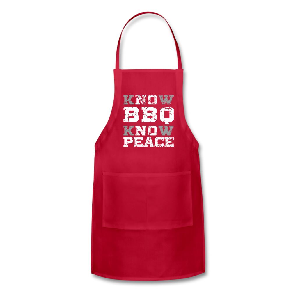Know BBQ Know Peace Apron Adjustable Apron | Spreadshirt 1186 SPOD Red 