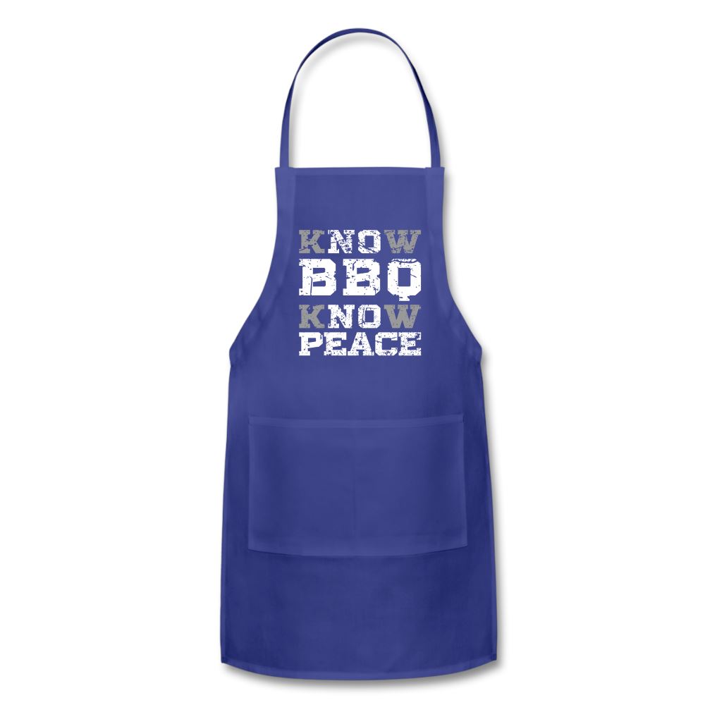 Know BBQ Know Peace Apron Adjustable Apron | Spreadshirt 1186 SPOD Royal Blue 