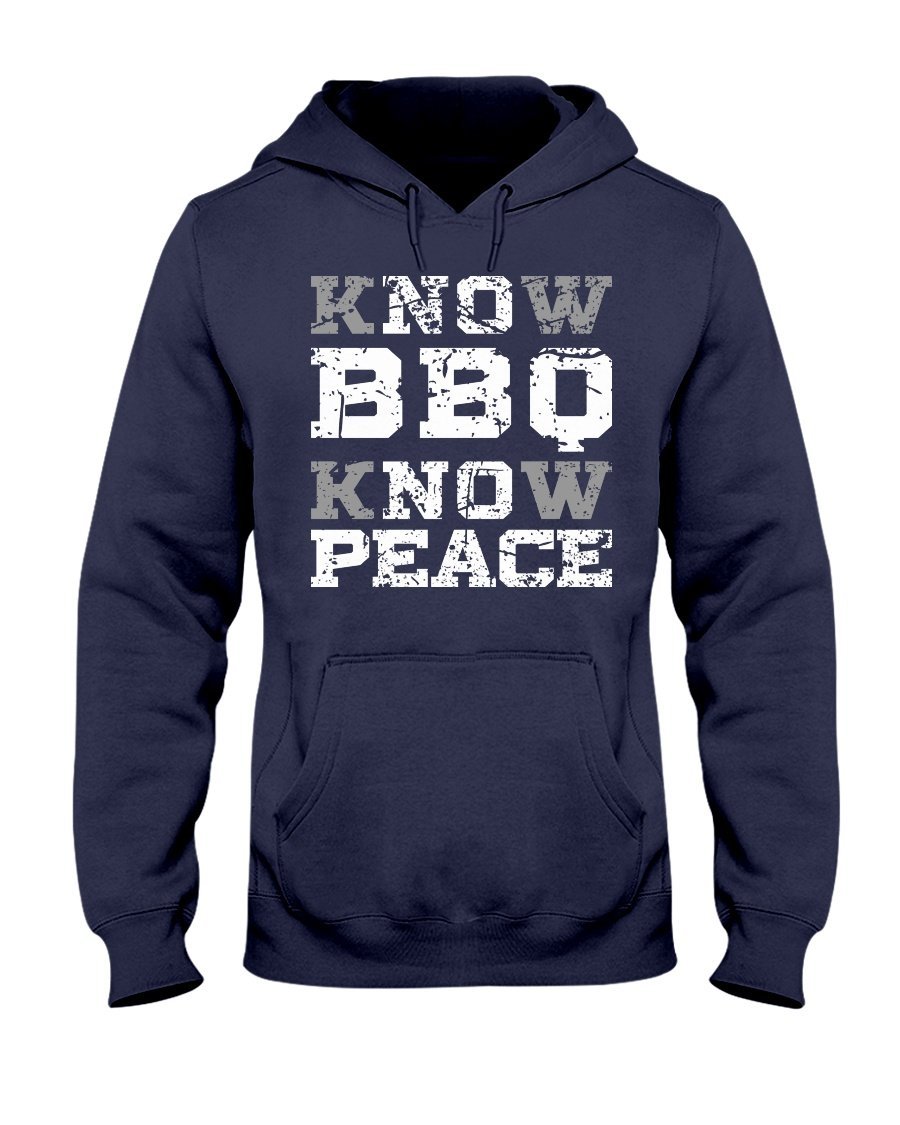 Know BBQ Know Peace Hoodie Apparel Fuel Dark Colored Hoodie Navy S