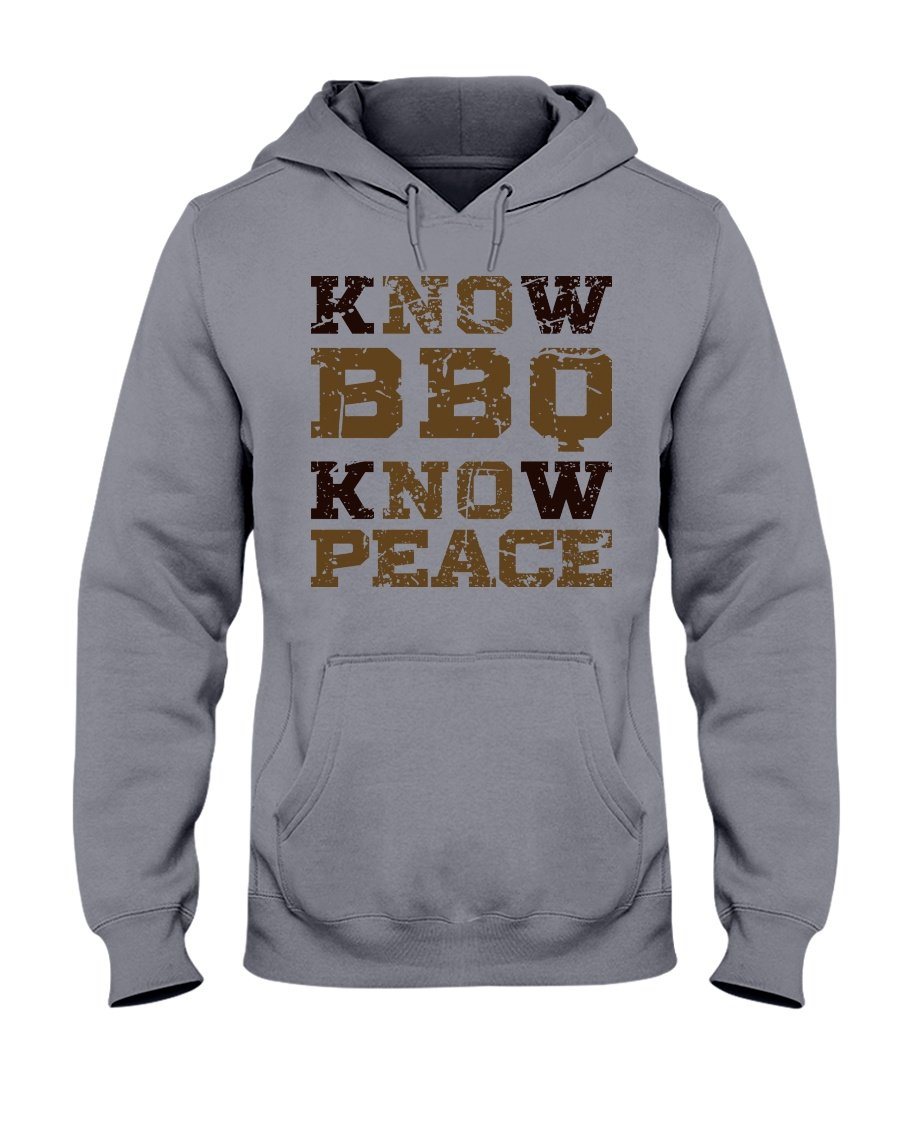 Know BBQ Know Peace Hoodie Apparel Fuel Light Colored Hoodie Sports Grey S