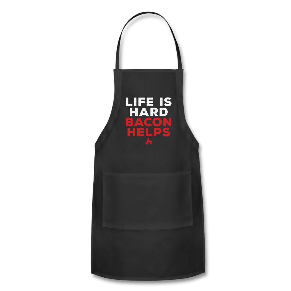 Life Is Hard Bacon Helps Apron Adjustable Apron | Spreadshirt 1186 SPOD Black 