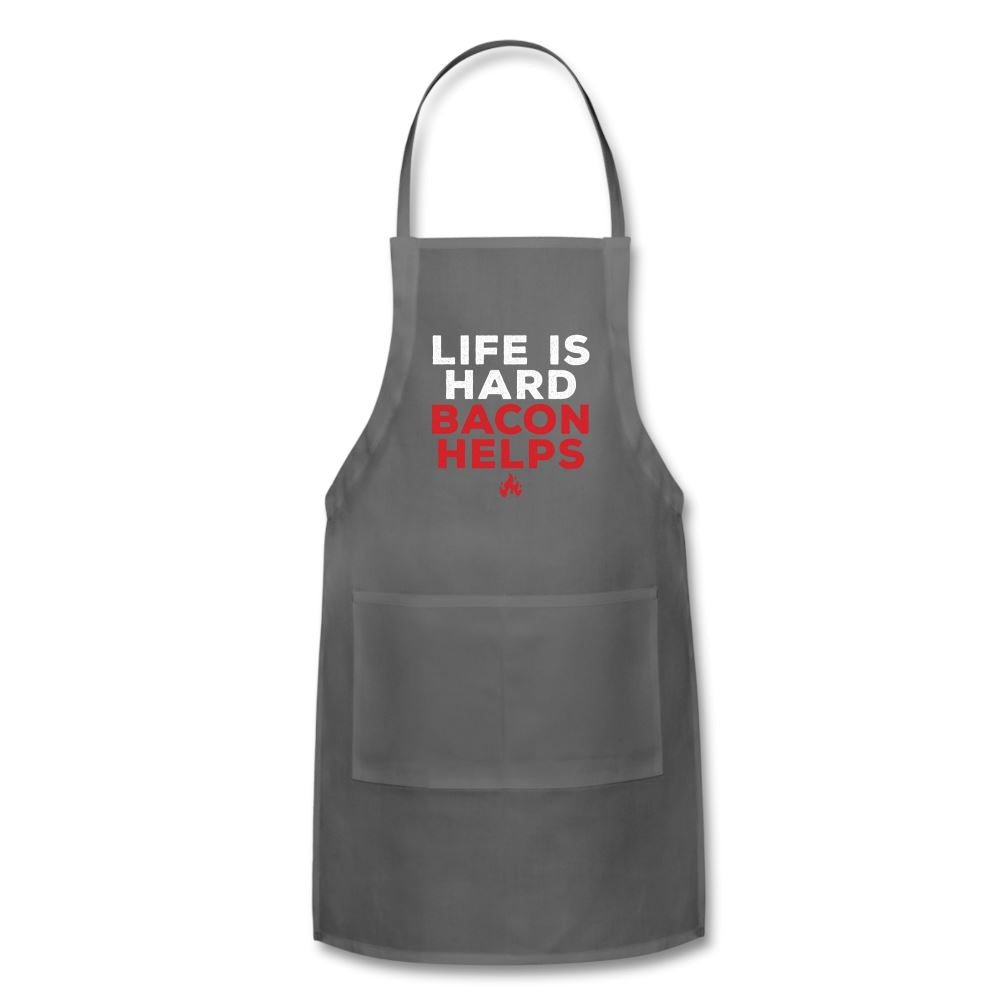 Life Is Hard Bacon Helps Apron Adjustable Apron | Spreadshirt 1186 SPOD Charcoal 