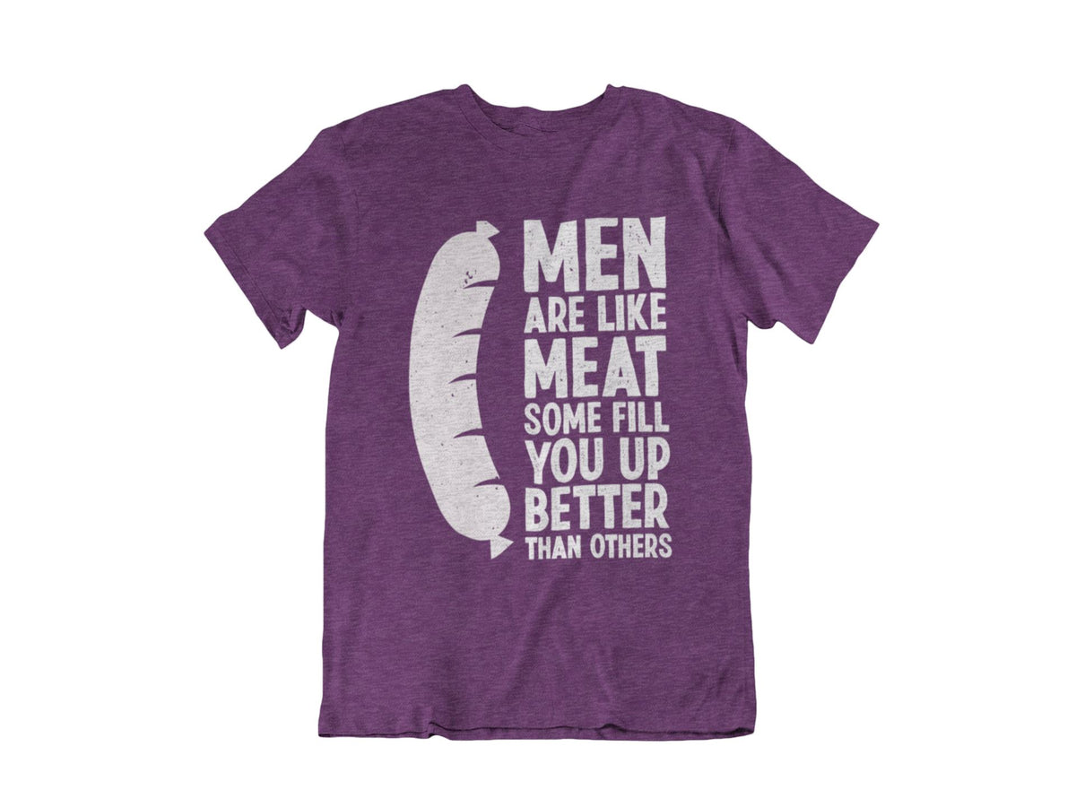 Men Are Like Meat T-Shirt Apparel Fuel Dark colors Heather Team Purple S