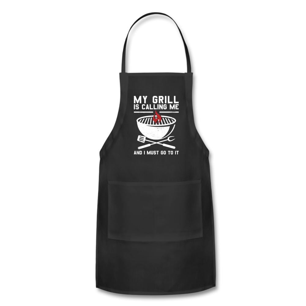 My Grill Is Calling Me Apron Adjustable Apron | Spreadshirt 1186 SPOD Black 