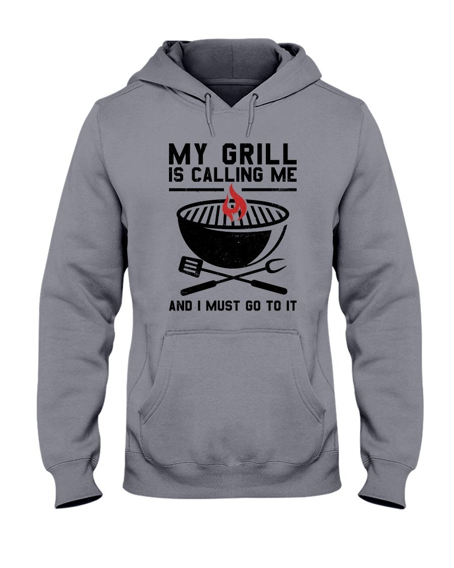 My Grill Is Calling Me Hoodie Apparel Fuel Light Colored Hoodie Sports Grey S