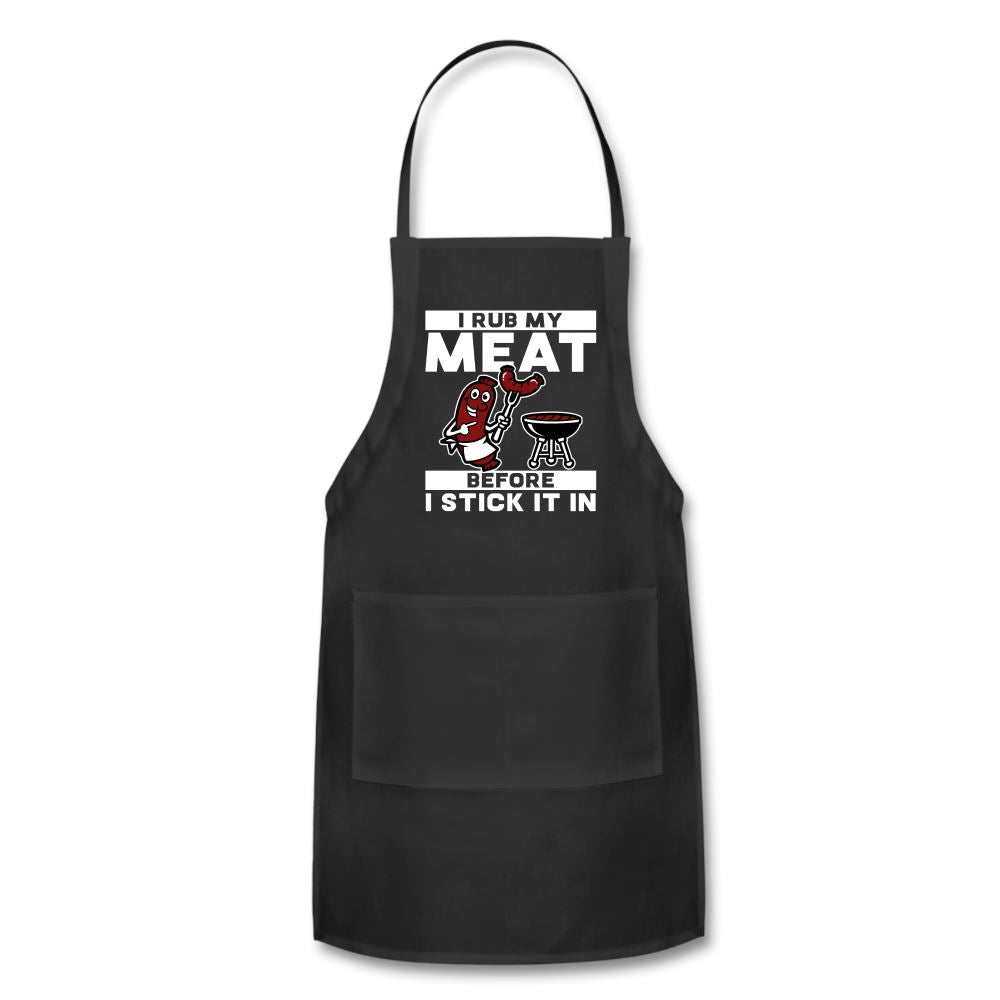 (NEW) I Rub My Meat Apron Adjustable Apron | Spreadshirt 1186 SPOD black 