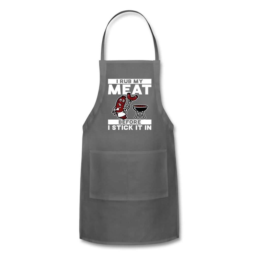 (NEW) I Rub My Meat Apron Adjustable Apron | Spreadshirt 1186 SPOD charcoal 