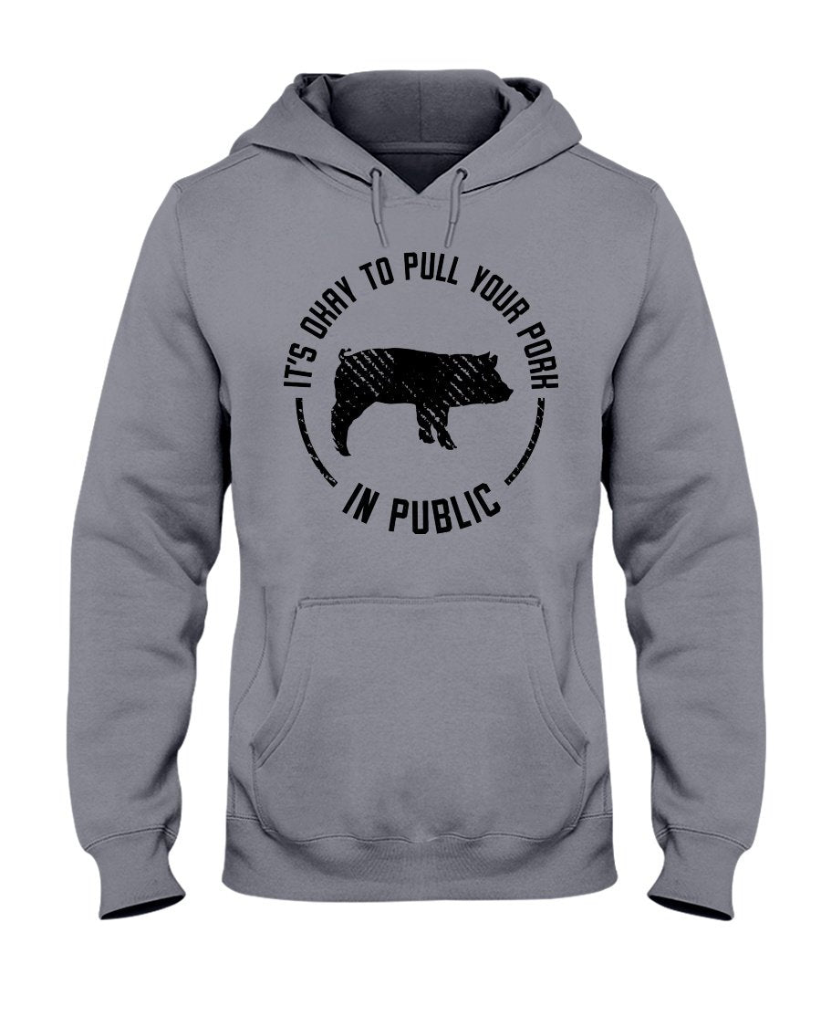 (NEW) It&#39;s Okay To Pull Your Pork In Public Hoodie Apparel Fuel Light Colored Hoodie Sports Grey S