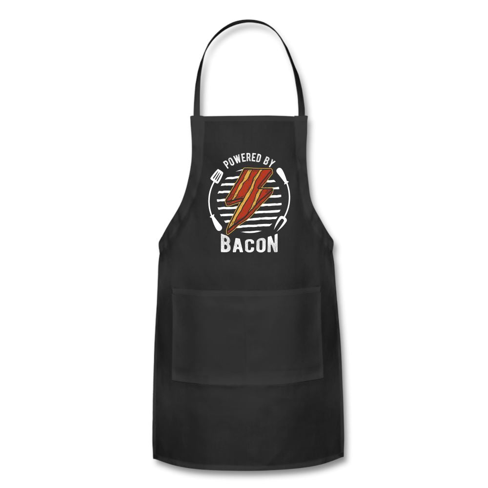 Powered By Bacon Apron Adjustable Apron | Spreadshirt 1186 SPOD Black 