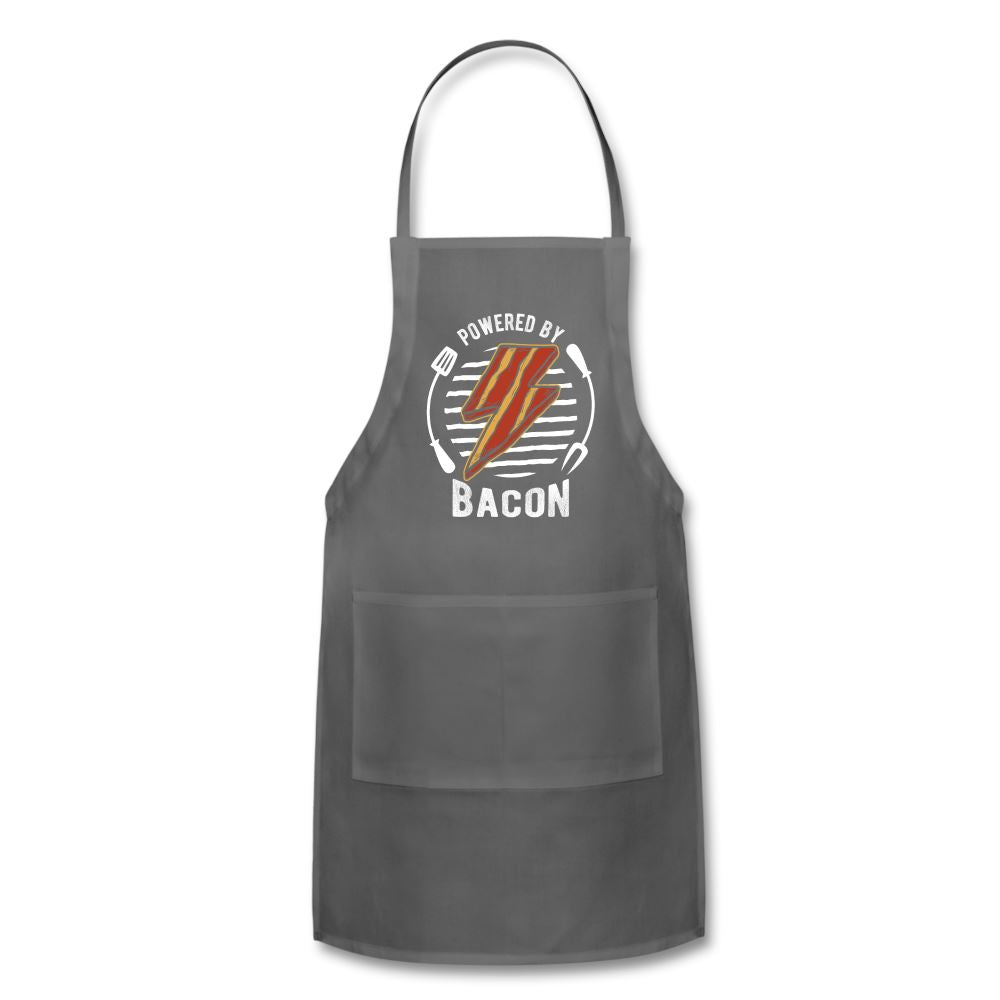 Powered By Bacon Apron Adjustable Apron | Spreadshirt 1186 SPOD Charcoal 