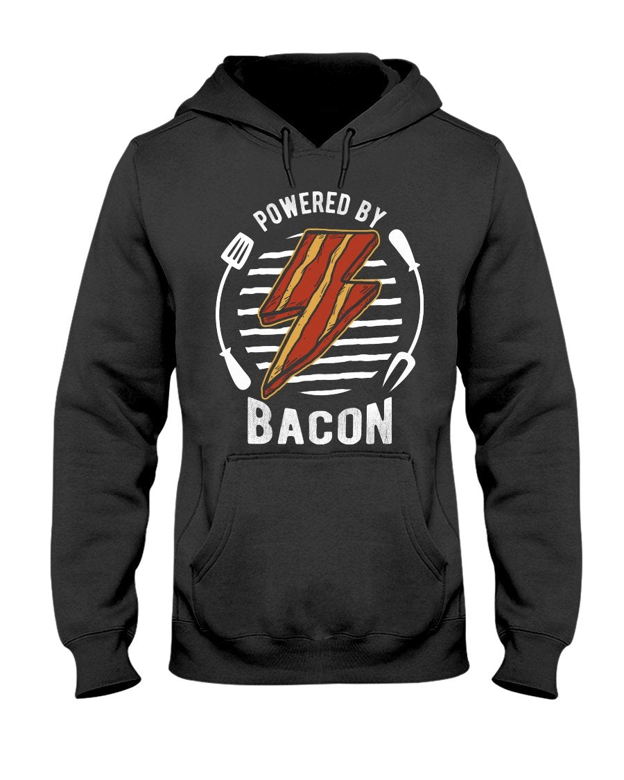 Powered By Bacon Hoodie Apparel Fuel Dark Colored Hoodie Black S