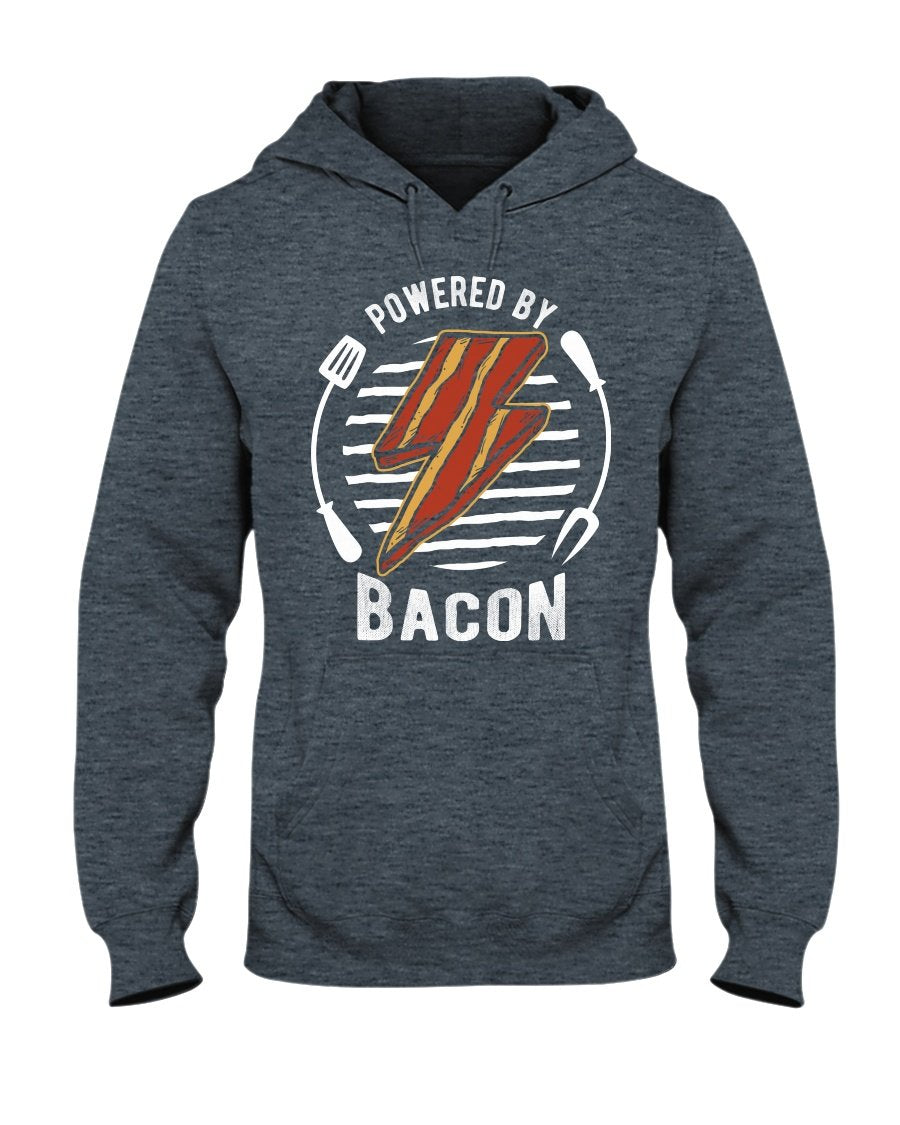 Powered By Bacon Hoodie Apparel Fuel Dark Colored Hoodie Dark Heather S